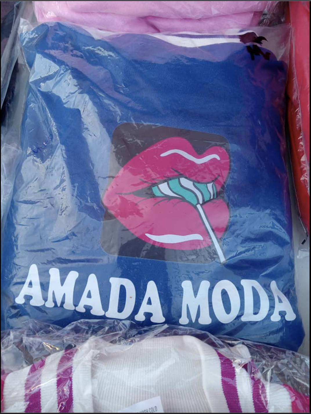 Blue Hoodie Sexy Lips