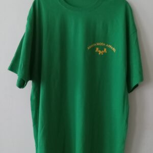Amada Moda Apparel Mens Crew Neck Active Wear Tee Green W/ Orange Active Logo